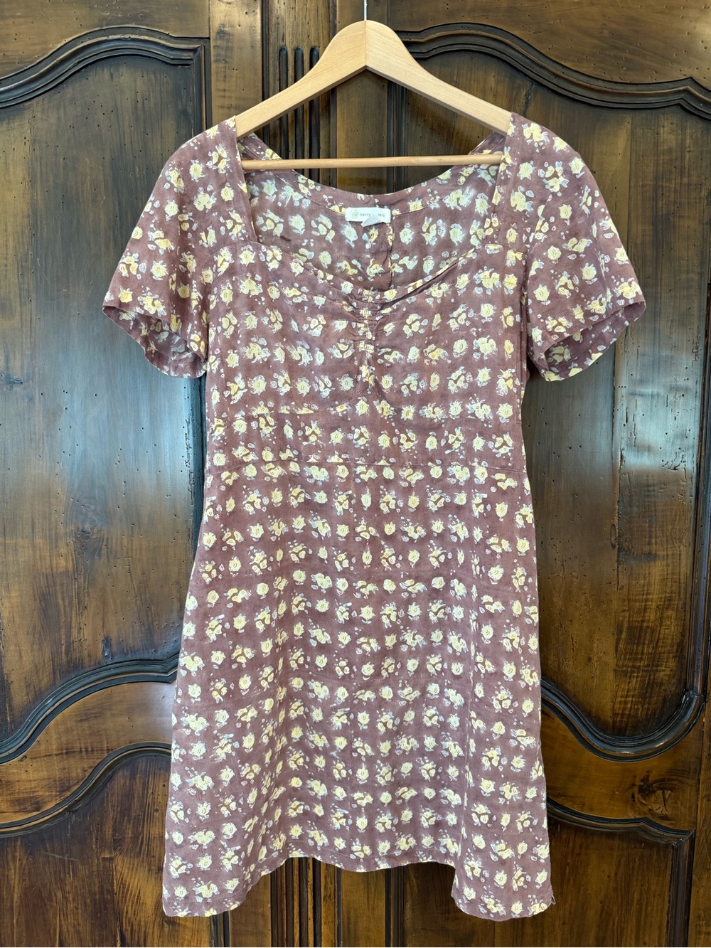 Lovely Kerry Cassill Sweetheart Neck Indian Cotton Short Sleeve Dress size L